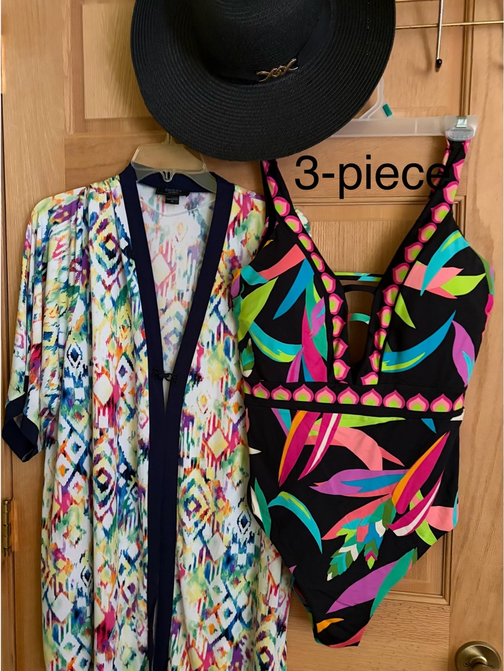 3-pc NWOT Trina Turk Floral Swimsuit, coverup, hat
